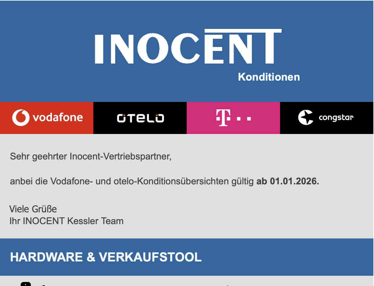 Vodafone- & otelo-Konditionen im Januar 2026