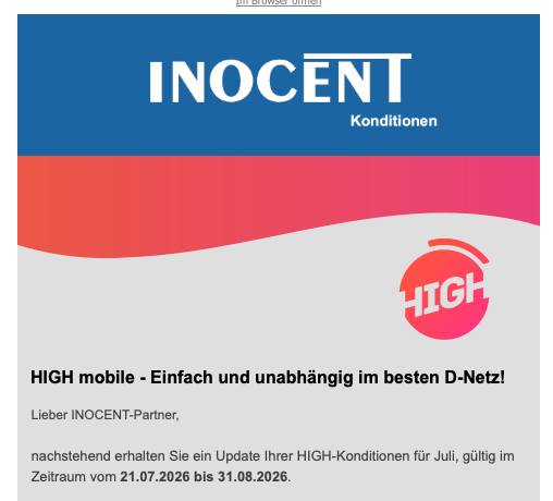 UPDATE: HIGH Konditionen im Juli 2026