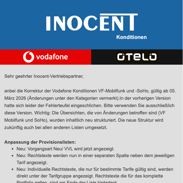 Update: Vodafone Konditionen März 2026